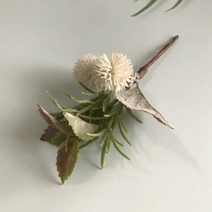 Delicate decorbites artificial plant simulation bouquet with white pom-pom blooms and rustic twig stem for wedding decor