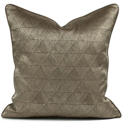 Taupe decorbites asian landscape pillow cover with textured geometric diamond pattern in fine stitched lines 45x45cm