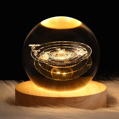 Decorbites™ astronaut crystal ball night light with glowing solar system design usb powered warm bedside lamp