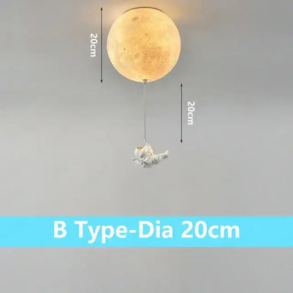 Warm-toned 20cm decorbites astronaut globe ceiling light with dangling astronaut figurine for kids room