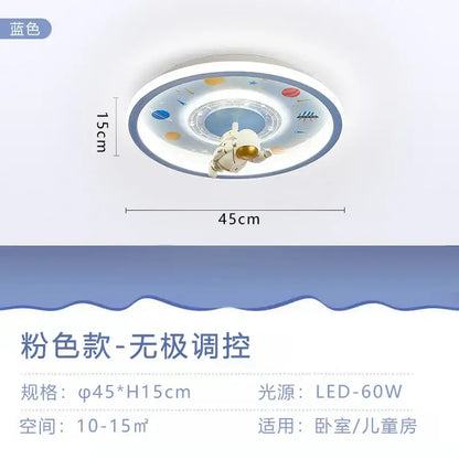 Decorbites astronaut led circular blue ceiling light with astronaut figure and planets 45cm diameter for kids room