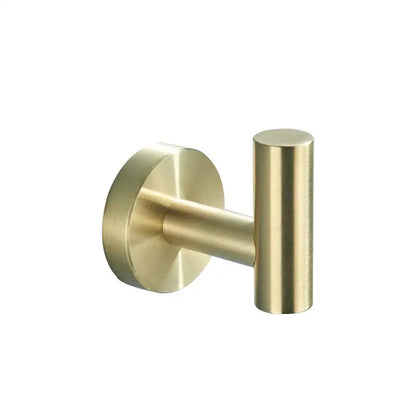Brass-finished wall-mounted robe hook with a sleek minimalist design in decorbites™ bathroom hardware set
