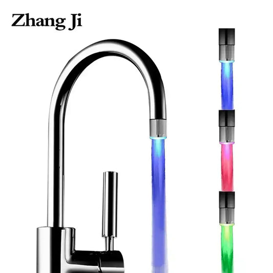 Shiny chrome decorbites bathroom led faucet aerator with blue pink and green led faucet water flow lighting