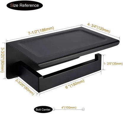 Black matte finish decorbites bathroom multi-function holder with integrated drawer made of SUS 304 stainless steel