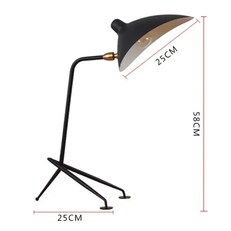 Black metal floor lamp with gold interior and tripod base by decorbites black aluminum for living room use