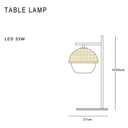 A modern floor lamp with a woven beige shade and slender metallic frame featuring LED 33w bulb by DecorBites black glass ball
