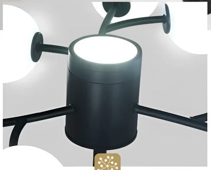 Decorbites black glass ball molecule chandelier in matte black with spherical glass ball bulbs nordic luxury design