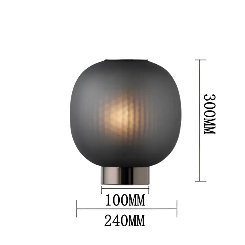 DecorBites black glass ball dark gray spherical table light with brushed metal base for bedroom and living room