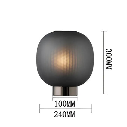 DecorBites black glass ball dark gray spherical table light with brushed metal base for bedroom and living room