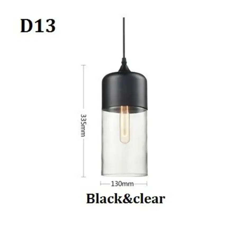DecorBites™ black glass pendant light fixture with a matte black top cap and exposed Edison bulb for modern decor