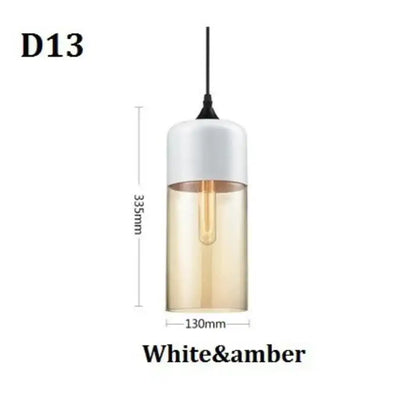 DecorBites™ pendant light featuring white and amber cylindrical black glass light fixture for modern indoor decor