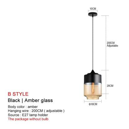DecorBites black glass pendant lights featuring sleek black and amber glass cylindrical design for modern interiors