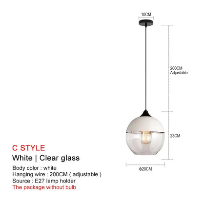 White spherical pendant light with clear glass dome and black metal hardware from decorbites black glass pendant lights