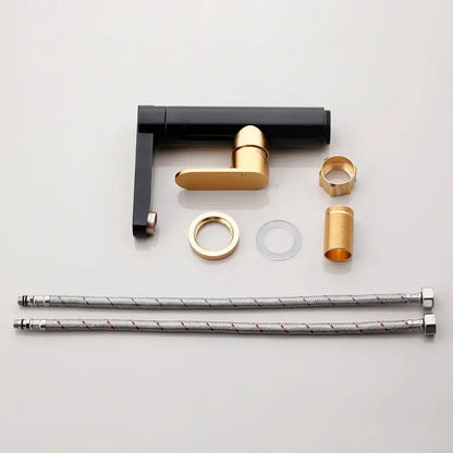 Modern black gold bathroom faucet by decorbites with brushed metal finish and matching brass fittings for luxury basin sink