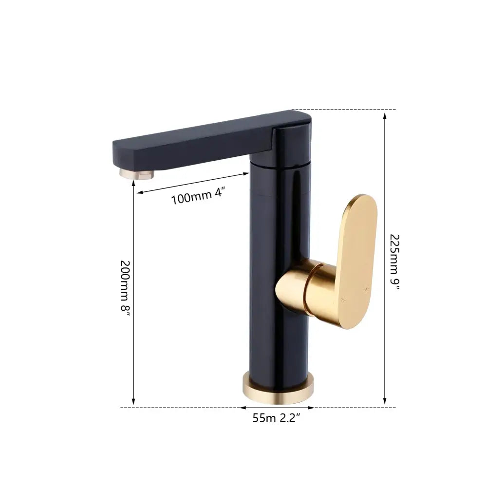 Decorbites black gold bathroom faucet modern sleek minimalist design brass space aluminum basin sink mixer tap