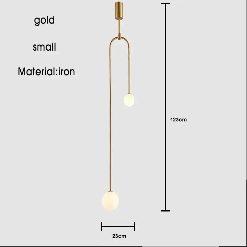 Decorbites black gold chandelier pendant with gold iron frame and two spherical glass bulbs for modern lighting