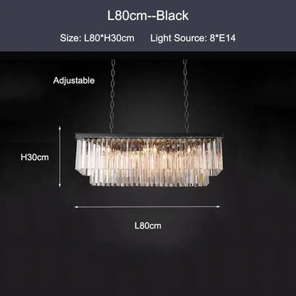 Decorbites black gold crystal ceiling chandelier with cascading clear crystal rods modern led pendant light