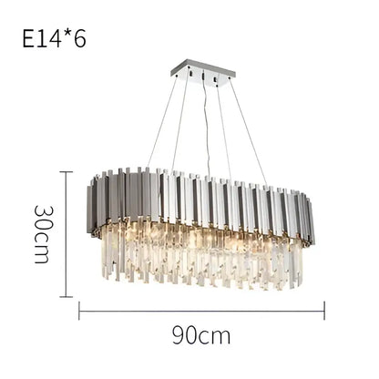 Silver-toned oval lighting fixture with vertical chrome bars and clear crystal prisms by decorbites black gold crystal