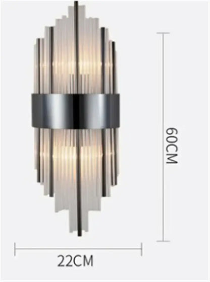 Modern decorbites black gold crystal wall lights with vertical frosted glass tubes and a brushed metal band for home decor