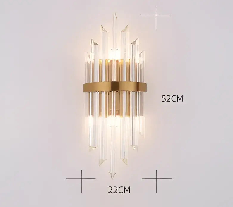 Gold-toned decorbites black gold crystal wall sconce with clear vertical cascading rods for bedroom and living room wall lights
