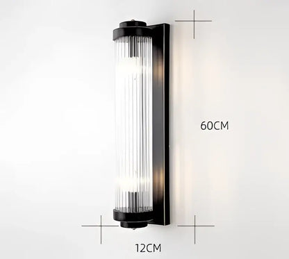 Black gold decorbites black gold crystal wall sconce with vertical ribbed glass panels for bedroom living room