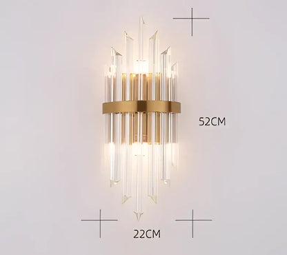 DecorBites™ black gold crystal wall sconce with gold-toned metal and clear crystal rods for bedroom and living room decor