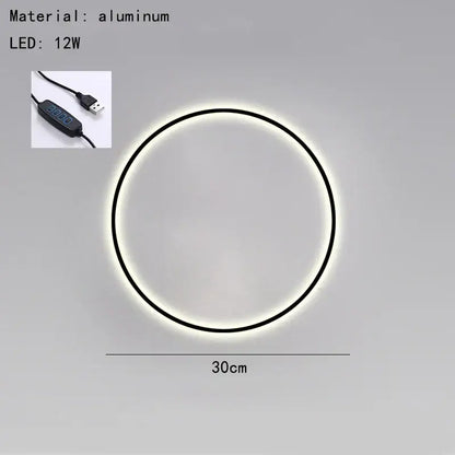 Decorbites black gold circular aluminum wall light with sleek black frame 12w usb plug dimmable bedroom sconce