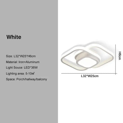 White modern led ceiling light with sleek layered square design made of iron and aluminum for decorbites black gold ceiling light