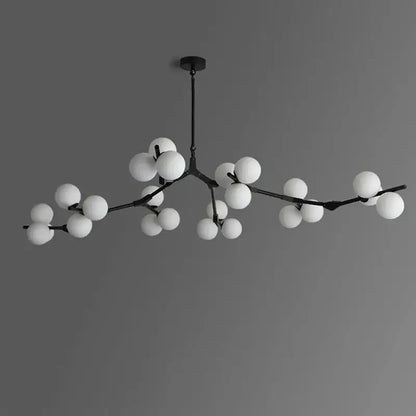 Decorbites black gold led glass ball chandelier with black branch-style frame and frosted white globes for living room decor