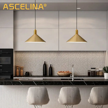 Gold-colored conical decorbites black gold led pendant lights with sleek metallic finish for home restaurant loft bar decor