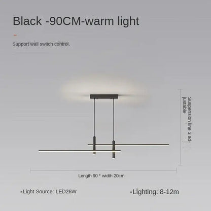 Black modern pendant lights with two horizontal led bars by decorbites black gold for minimalist dining rooms