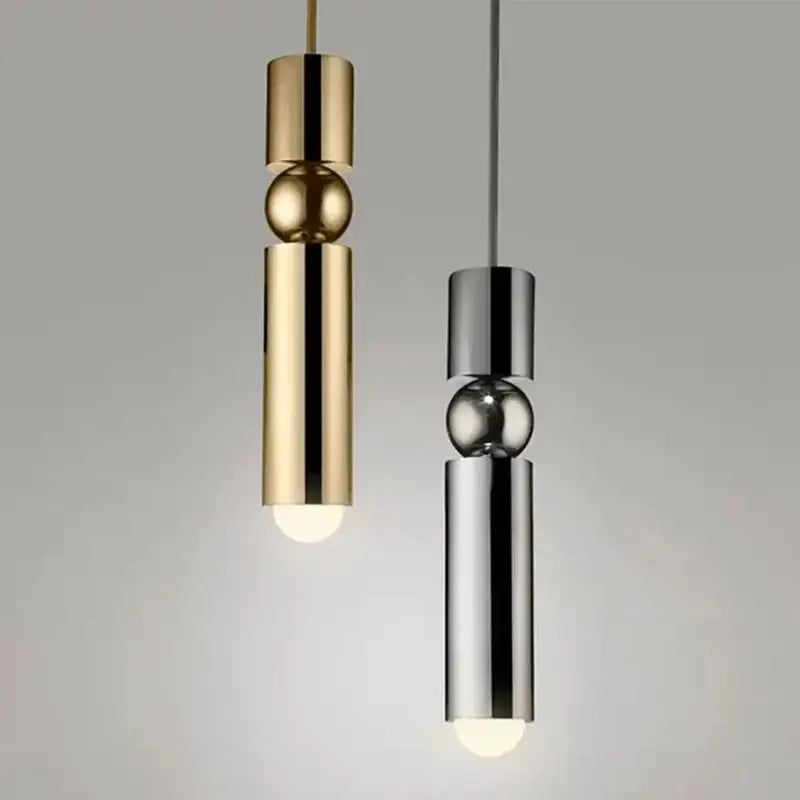 Two modern pendant lights in brushed gold and polished chrome with central spherical accents for decorbites black gold led tube chandelier