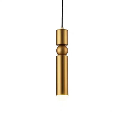 A minimalist DecorBites black gold LED tube pendant lamp with brushed gold finish and stacked geometric design
