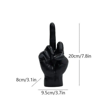 Decorbites black gold glossy resin hand sculpture with raised index finger modern home decor figurine and shelf accessory