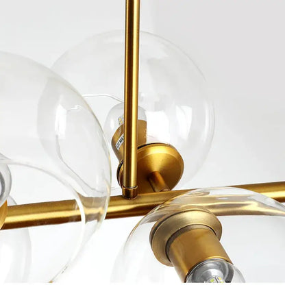 Modern brass and clear glass globe chandelier in black gold finish decorbites black gold molecule design for living room
