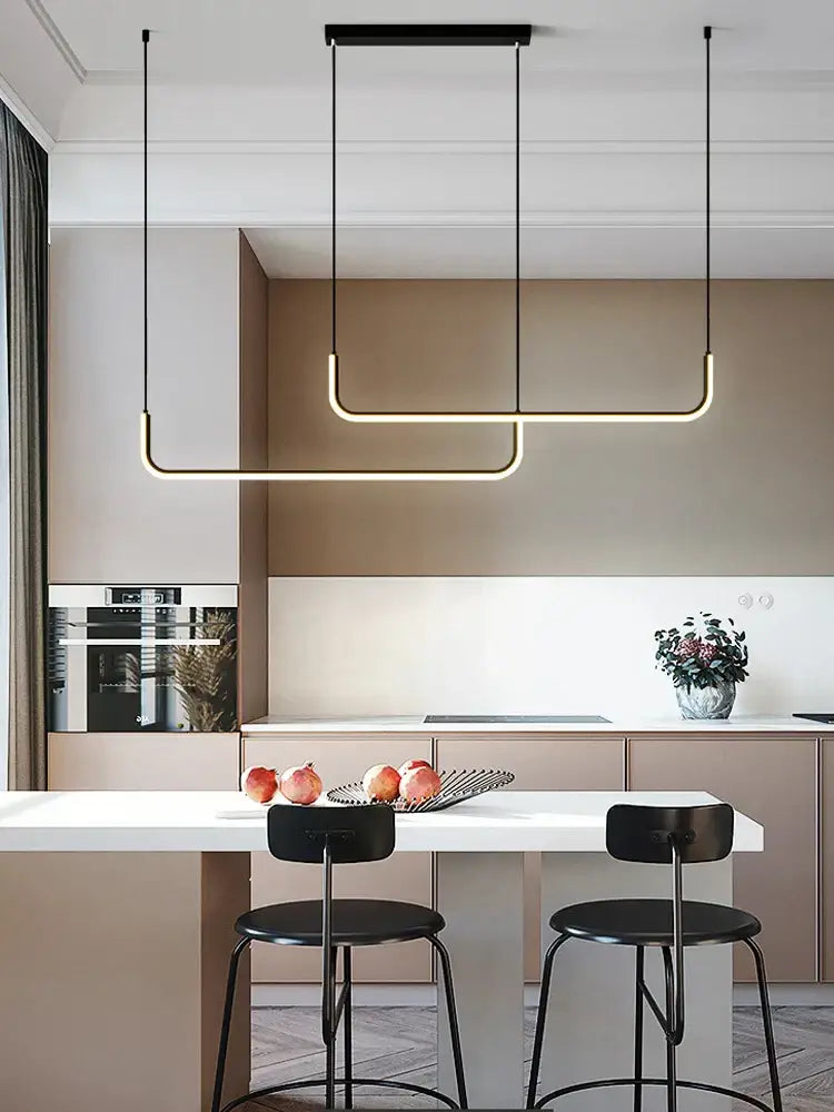 Modern minimalist decorbites black gold pendant chandelier with sleek black frames and warm led lighting for dining room