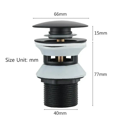 Black and white plastic bathroom sink drain with fluted base from decorbites black gold pop up drain faucet accessory kit