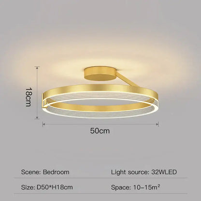 DecorBites black gold round chandelier with gold circular concentric rings and LED lighting for modern home decor