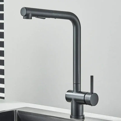 Modern matte black kitchen faucet decorbites black gourmet with sleek curved spout and dual nozzle sprayer