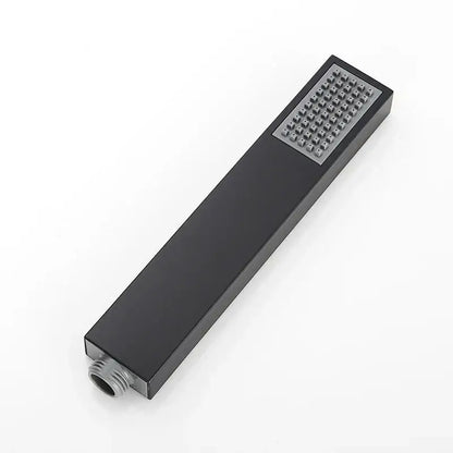 Black rectangular decorbites™ hand-held shower head with high pressure nozzles for water saving rainfall use
