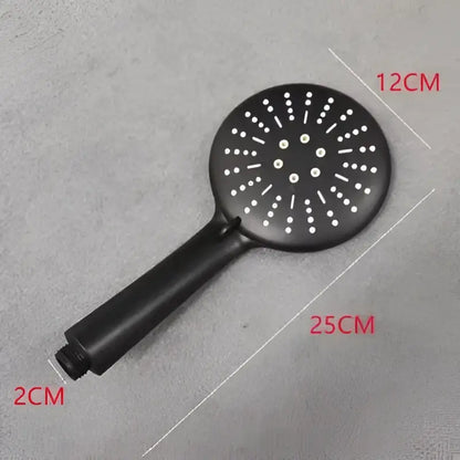 Decorbites black high pressure handheld shower head with black matte finish circular spray face for water saving
