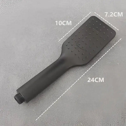 Black matte finish decorbites black high pressure handheld shower head with rectangular design and even spray holes