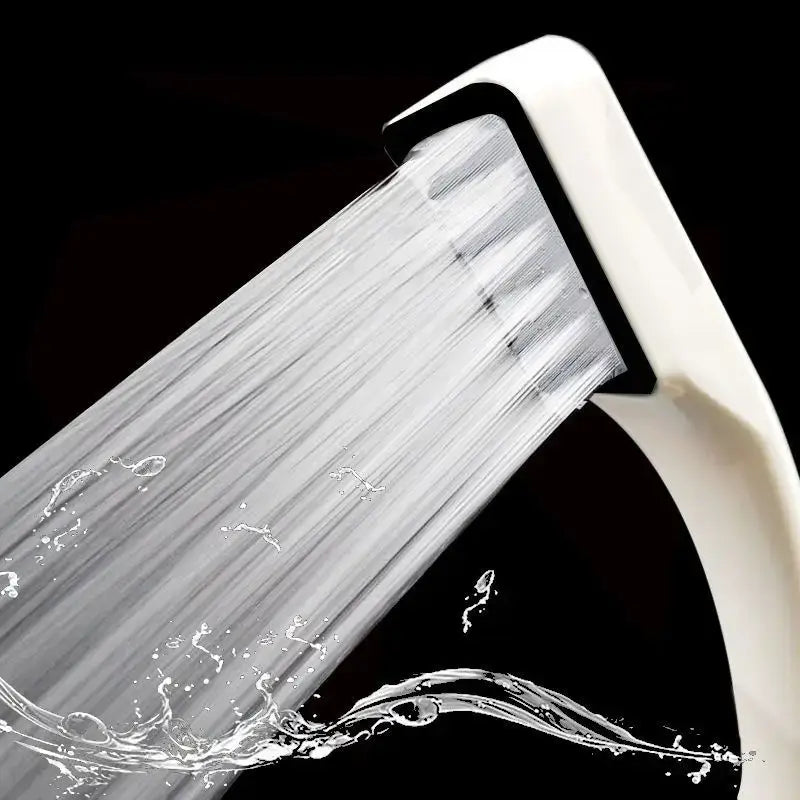 Modern white decorbites shower head with sleek curved design and multiple streams for high pressure rainfall shower