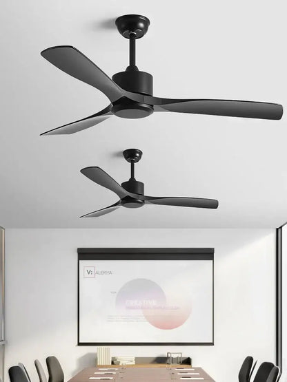DecorBites black industrial ceiling fan with sleek modern blades and minimalist design for living room office use