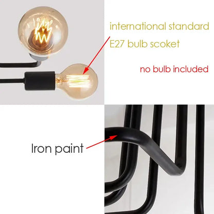 Decorbites black iron ceiling light with vintage edison bulb socket industrial style for living room kitchen bedroom