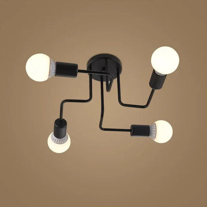 Black iron kitchen ceiling lamp by decorbites with four exposed bulb lights for living room bedroom and dining room