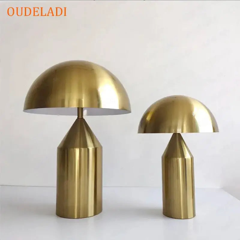 DecorBites black iron mushroom table lamp with brass gold accent in sleek modern nordic design for living room