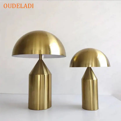 DecorBites black iron mushroom table lamp with brass gold accent in sleek modern nordic design for living room