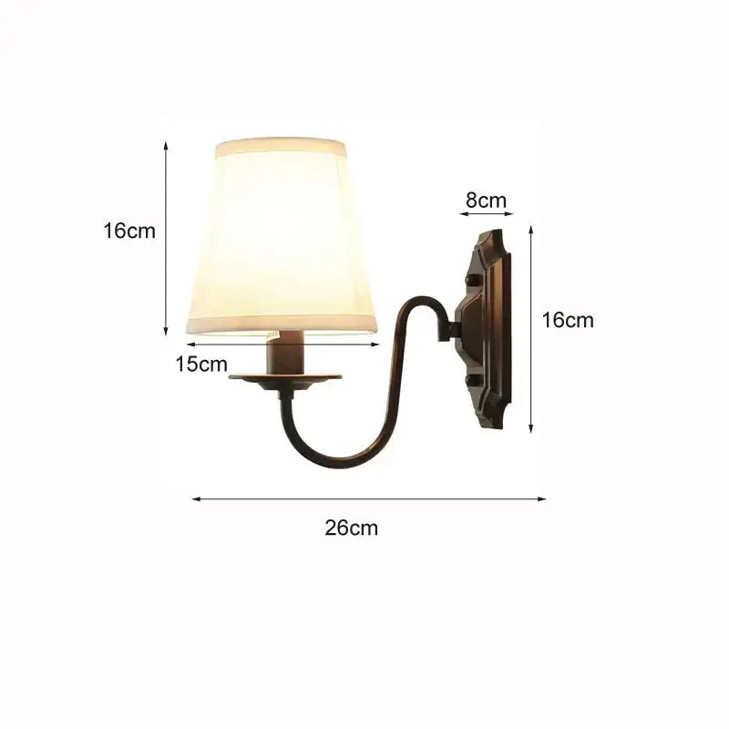Antique bronze-finished decorbites black iron wall lamp with cream fabric shade for living room and bedroom lighting
