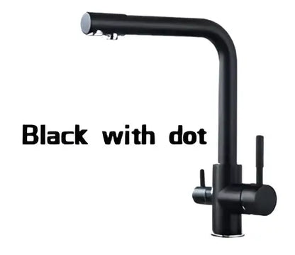 Decorbites black kitchen faucet mixer tap with sleek curved spout two side handles and 360° rotation water feature